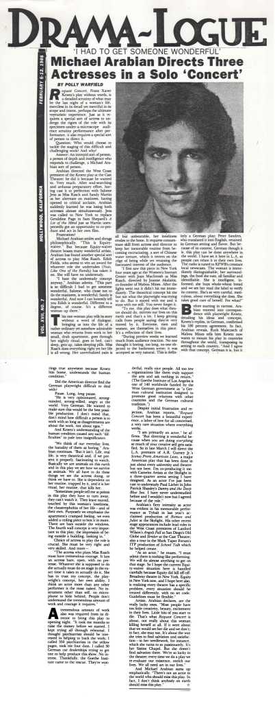 dramalogue-request-concert-interview